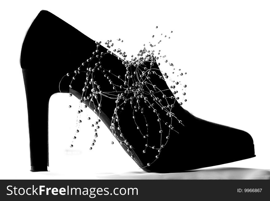 black high heeled shoe