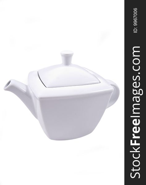 White tea pot isolated on white background