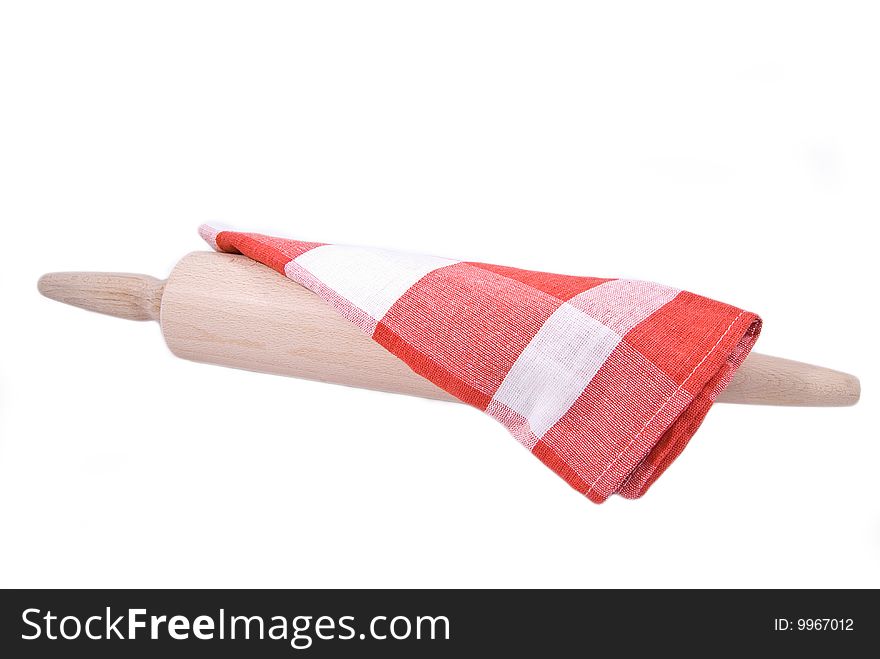 Wooden rolling pin isolated on white