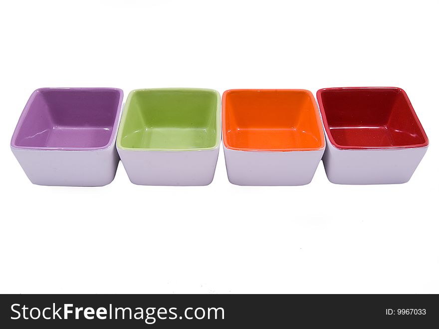 Colorful bowls isolated on white. Colorful bowls isolated on white