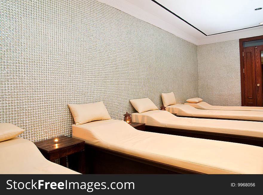 Massage treatment room in a spa hotel