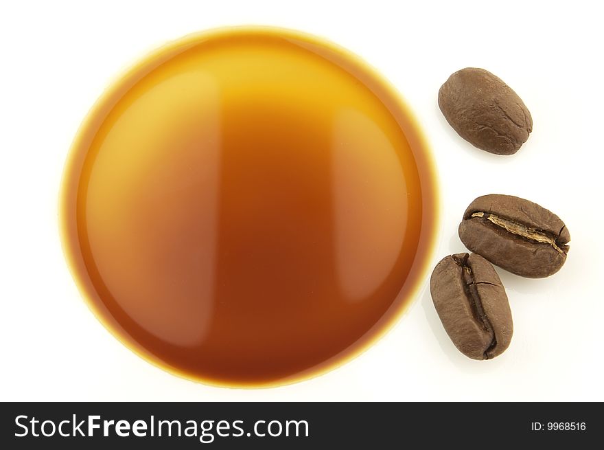 Coffee beans with black coffee