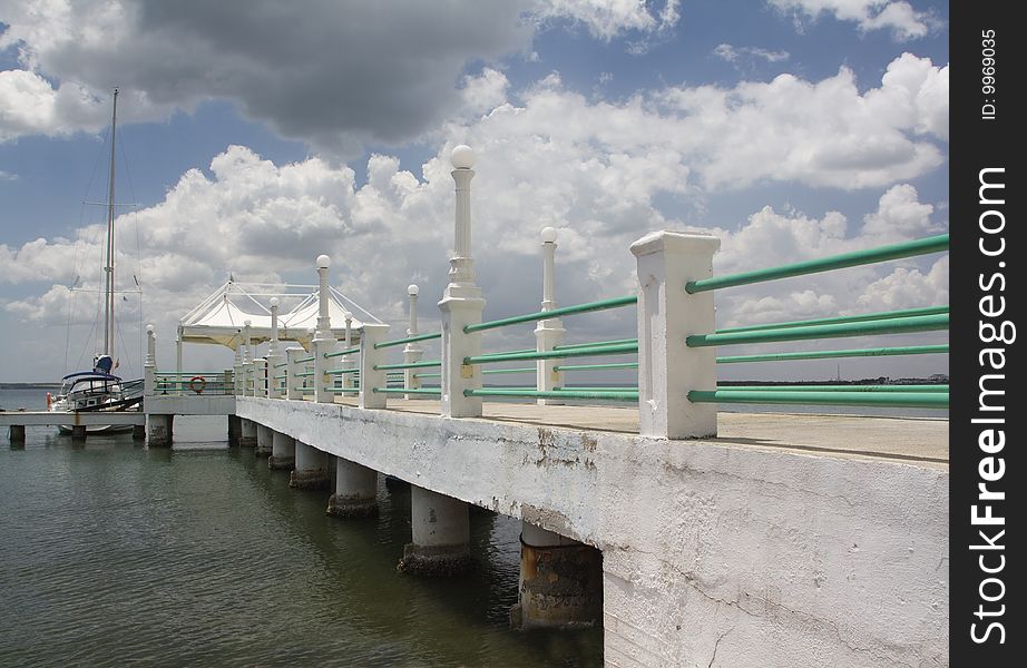 Sailing boat in a white dock, Cienfuegos city