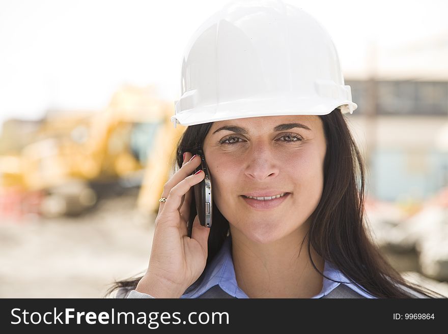Female worker at a construction site. Female worker at a construction site
