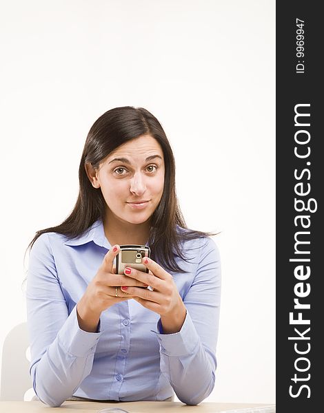 Professional woman sitting at desk. Professional woman sitting at desk