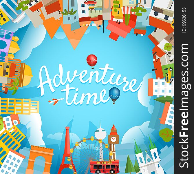 Adventure time vector illustration. Travel concept