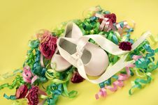 Pink Infant Ballet Shoes With Ribbons Royalty Free Stock Photos Pink Infant Ballet Shoes With Ribbons Royalty Free Stock Photos