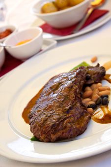 Sirloin Strip Steak With Green Beans ,vegetables A Stock Photography Sirloin Strip Steak With Green Beans ,vegetables A Stock Photography