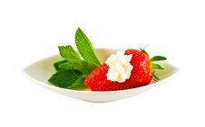 Ripe Strawberry With Cream Stock Image Ripe Strawberry With Cream Stock Image