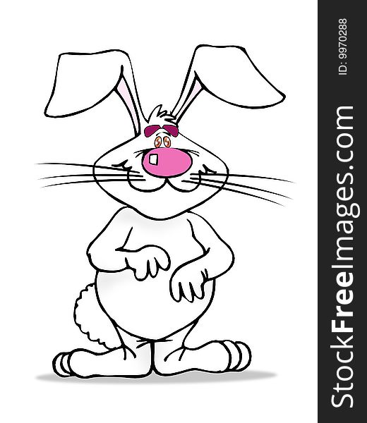 Cute white Bunny Rabbit Set Vector Illustration