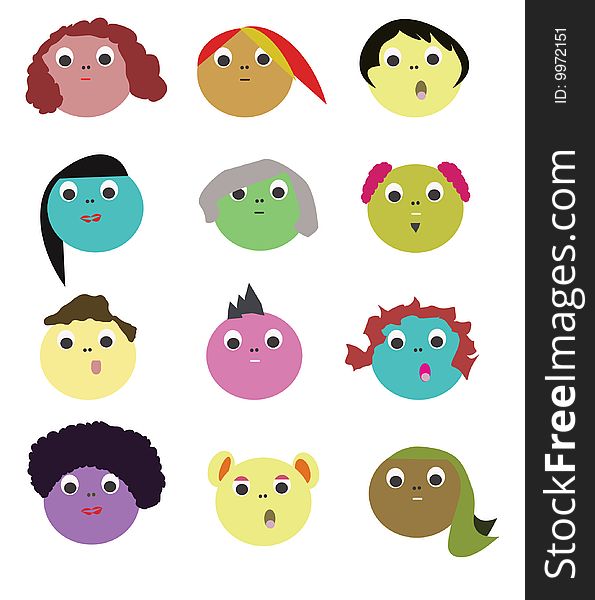 Hairstyle faces icons or avatars illustration
