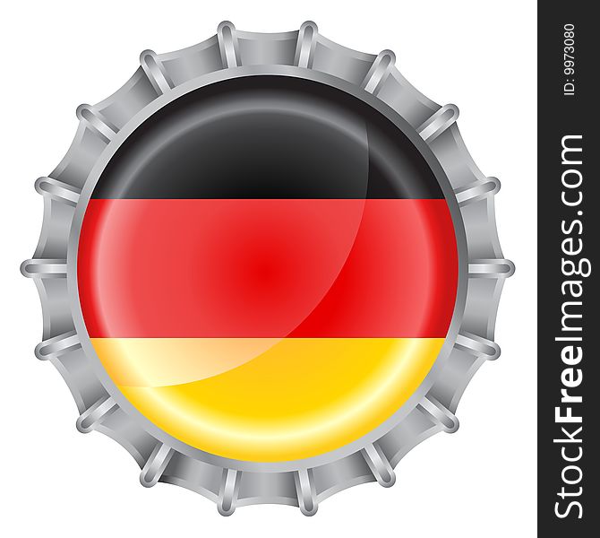 Vector illustration of bottle cap decorated with the flags of german. Vector illustration of bottle cap decorated with the flags of german