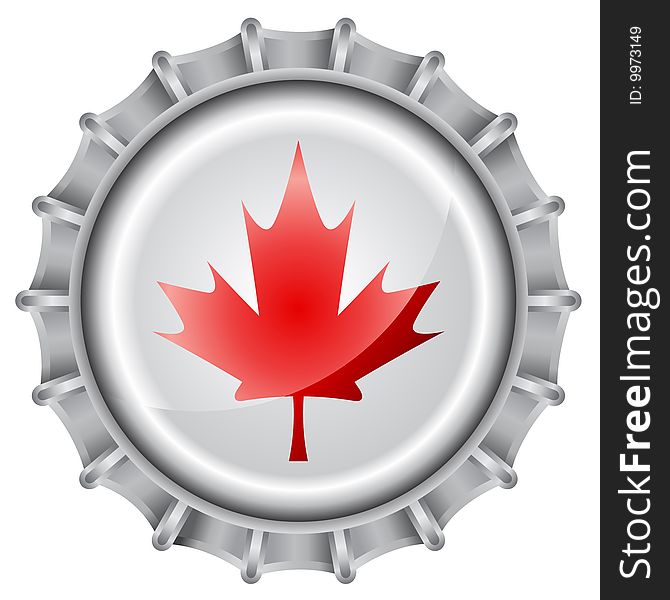 Vector illustration of bottle cap decorated with the flags of canada. Vector illustration of bottle cap decorated with the flags of canada