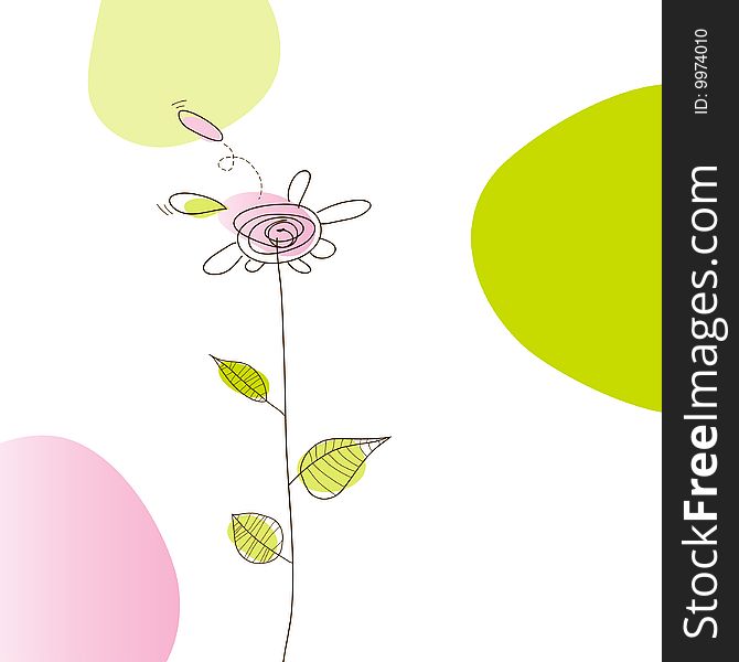 Illustration With Simple Flower.