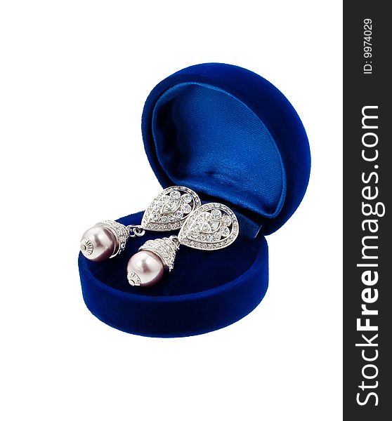 Earring in blue present box