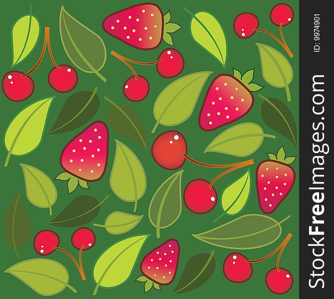 Background image of strawberries and cherries. Background image of strawberries and cherries