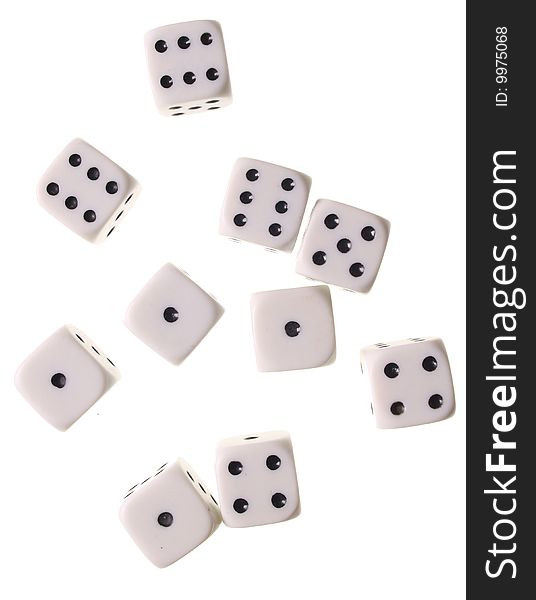 Dices on a withe isolated background with copy space. Dices on a withe isolated background with copy space