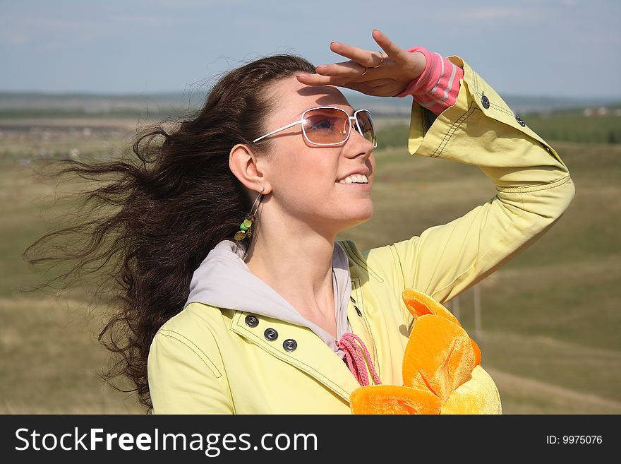 Wind And Beautiful Girl In Glasses