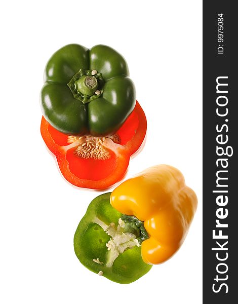 Pepper on a withe isolated background with copy space. Pepper on a withe isolated background with copy space