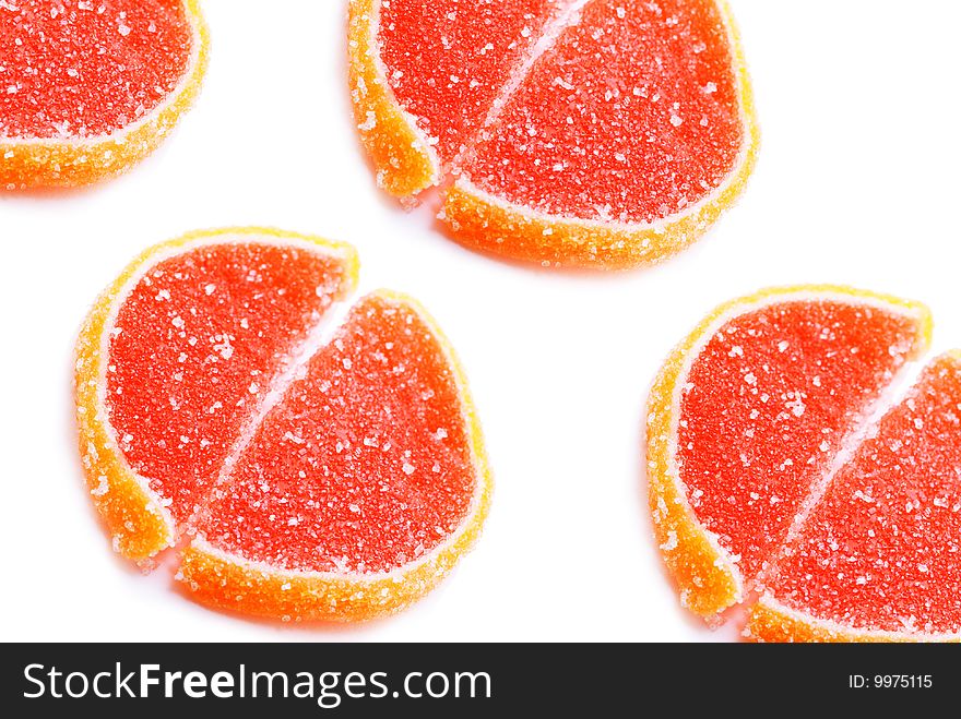 Marmalade colored in rows on a white background