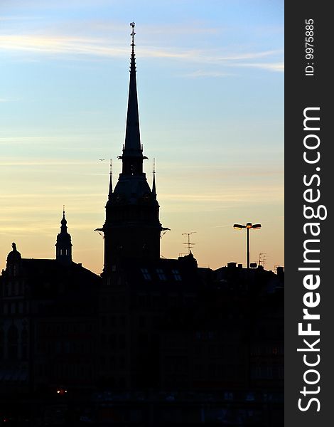 Silhouette Of Stockholm, The City Hall, Riddarholm