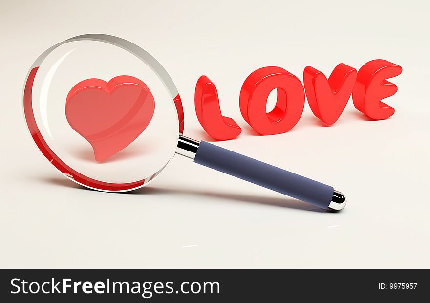 Metaphorical image symbolizing the focus on Love concept. Realistic 3d Render suitable for love and friendship affairs.