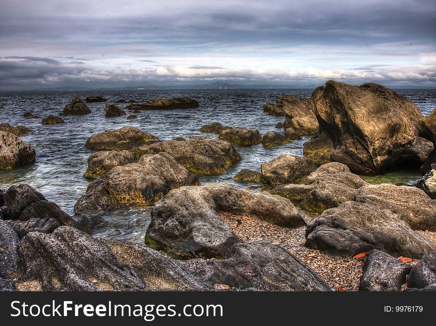 HDR of the sea stone. HDR of the sea stone.