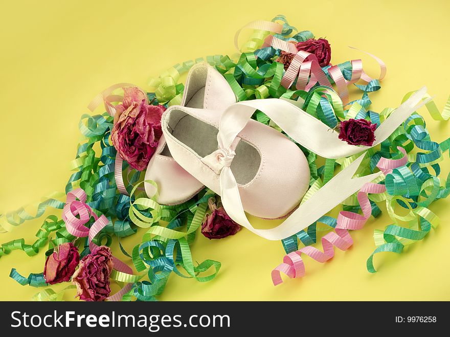 Pink Infant Ballet Shoes With Ribbons