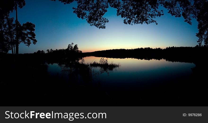 An image of a lake in the night. An image of a lake in the night