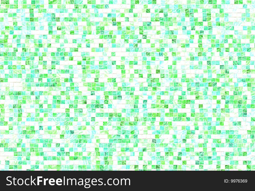 Green abstract background with a pattern from squares