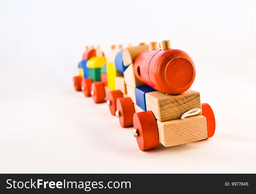 Wooden Toy Train isolated on white background