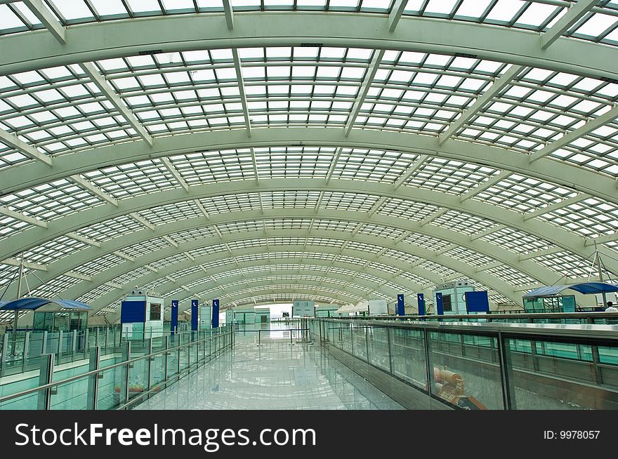 Modern hall inside in the beijing airfield.