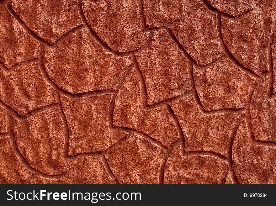 Red stucco on the wall. Abstract line background. Red stucco on the wall. Abstract line background.