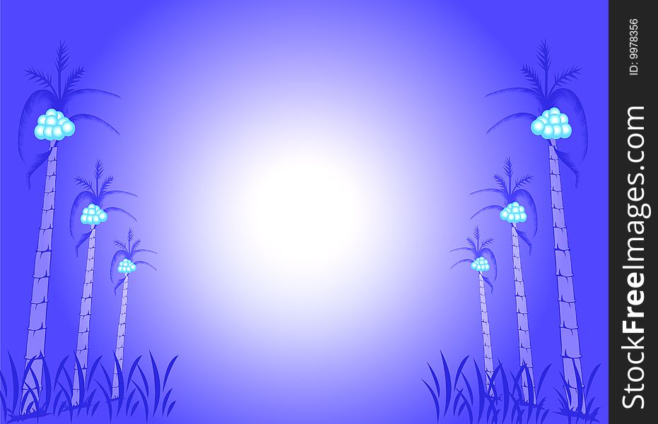 Palm trees background isolate with blue colour illustration