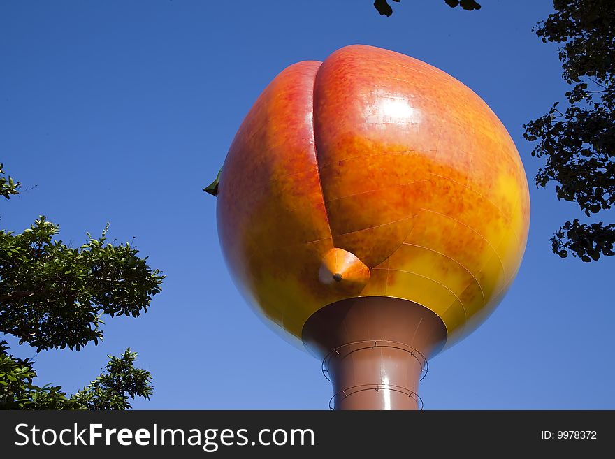 Water tower in the shape of a peach. Water tower in the shape of a peach