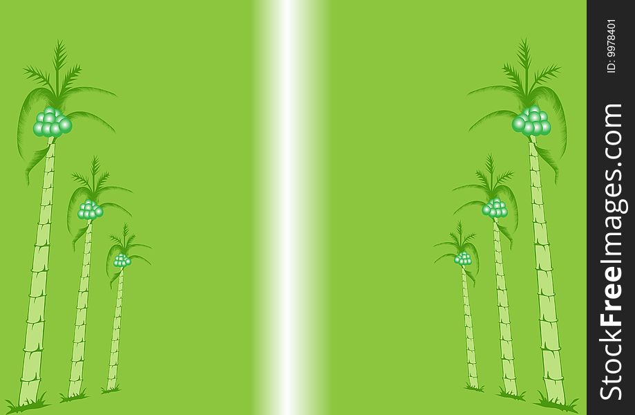 Palm trees background isolate with green colour illustration