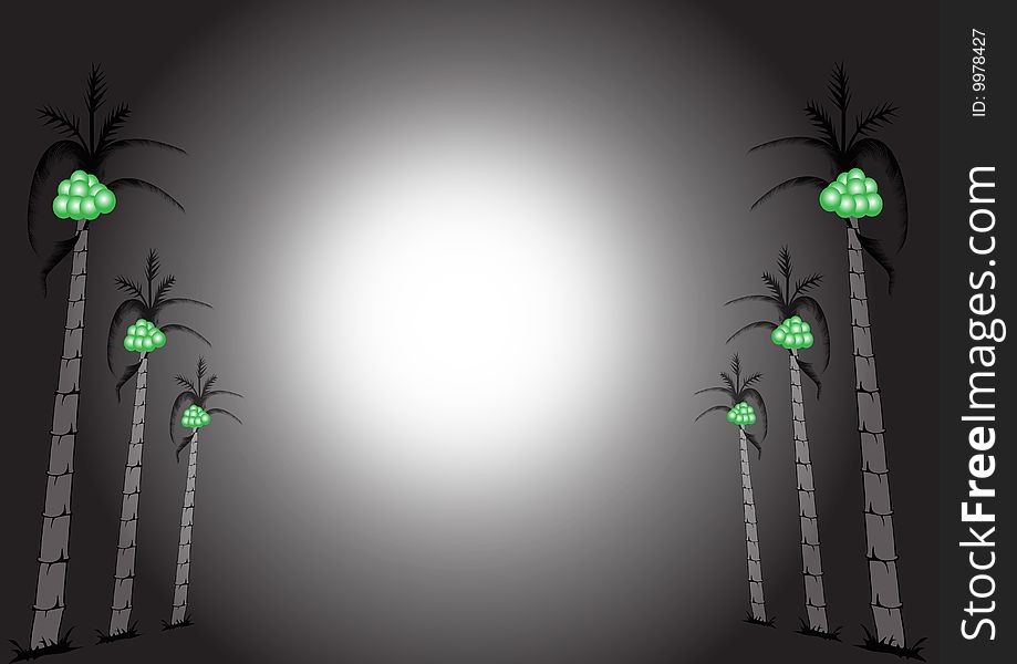 Palm trees background isolate with black colour illustration