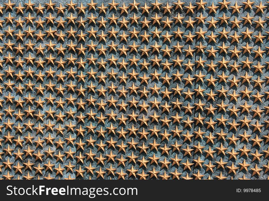 Stars on the Freedom Wall portion of the National World War Two Memorial. Stars on the Freedom Wall portion of the National World War Two Memorial.