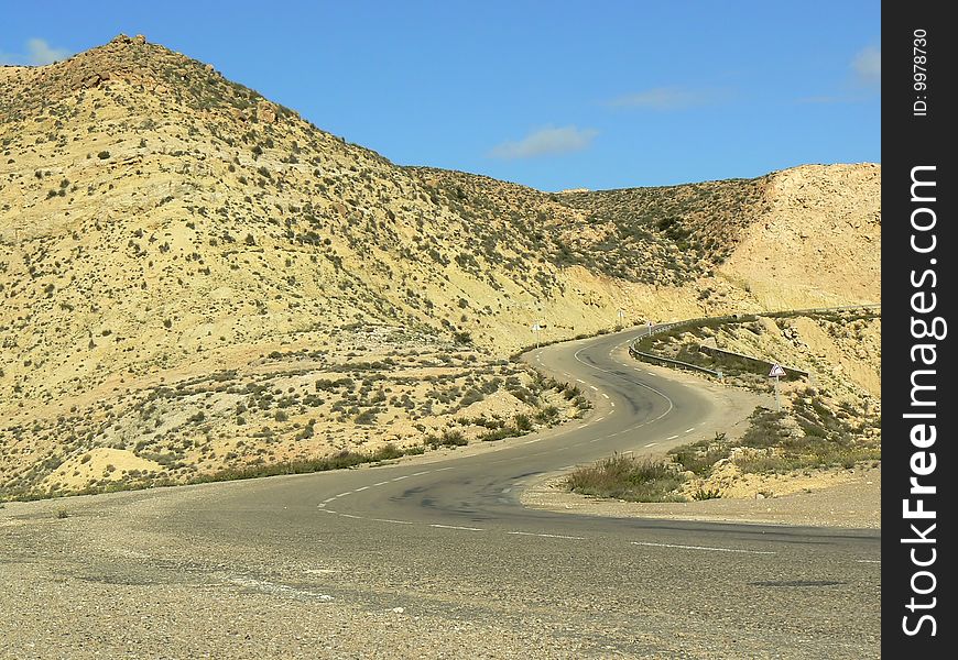 Curve road in desert mountains. Curve road in desert mountains