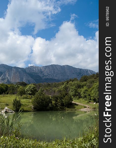 Lake Mountains Landscape with clouds