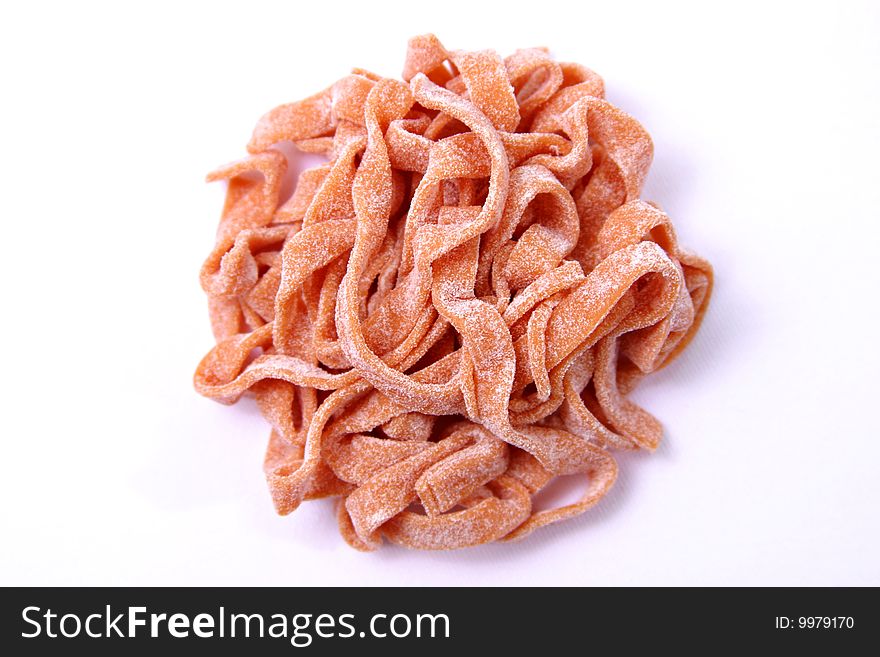 Pasta closeup on white background