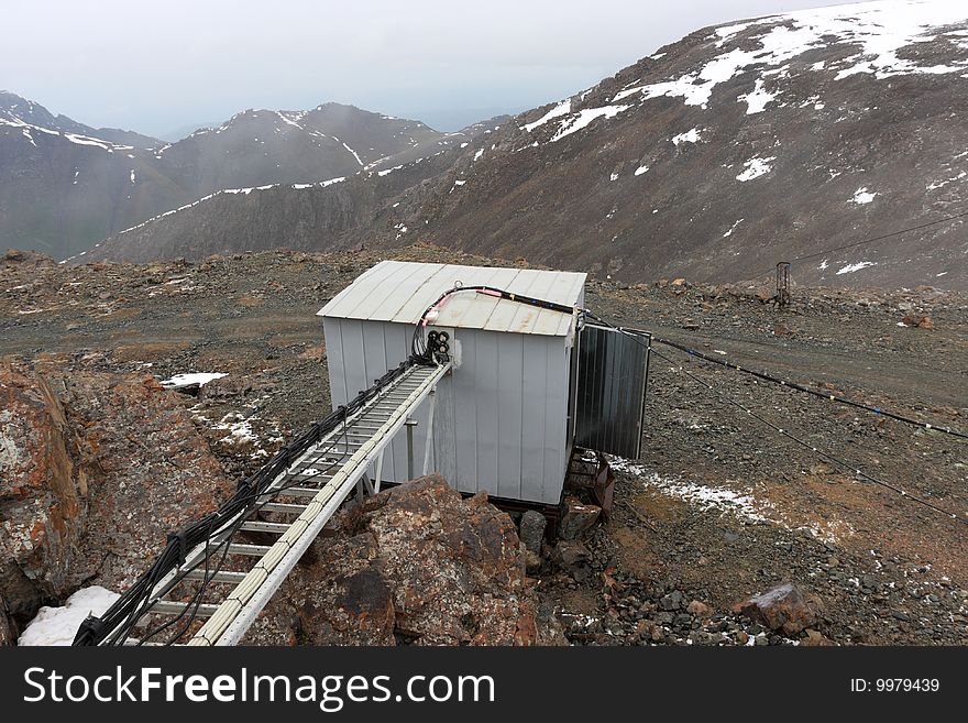 The container of transit communication unit in mountains. The container of transit communication unit in mountains