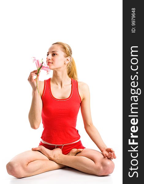 Blond Girl  In Yoga Pose