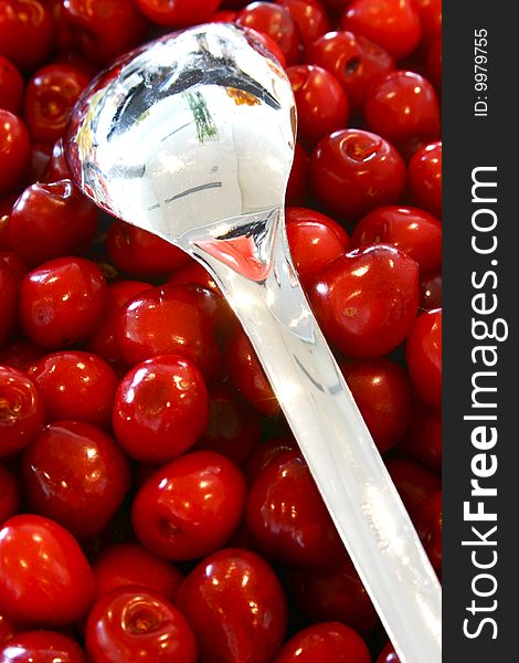 Colorful cherry's with spoon