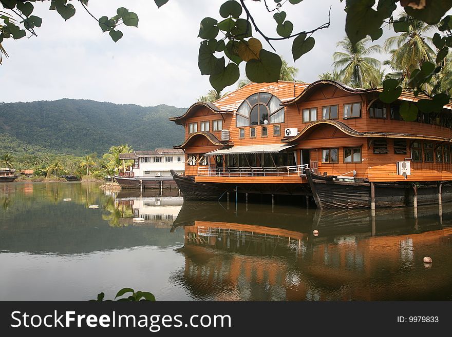 Water house on the island in Thailand