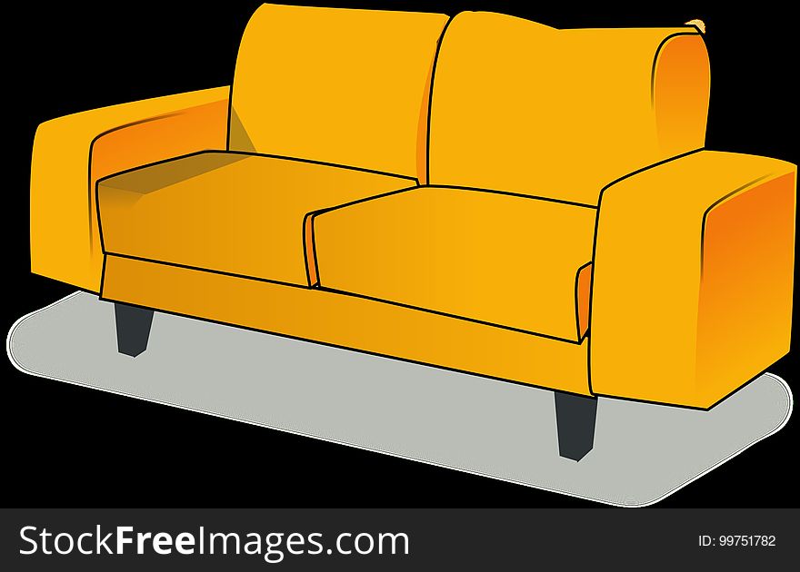 Furniture, Yellow, Couch, Orange
