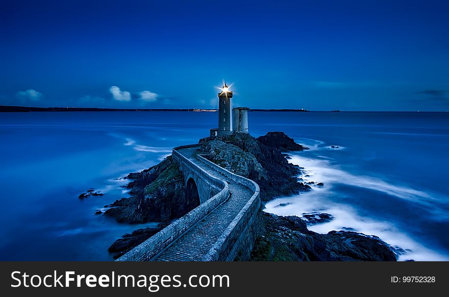 Sea, Lighthouse, Tower, Promontory