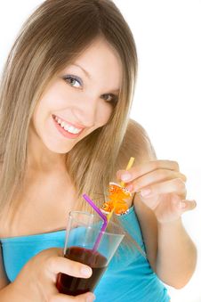 Beautiful Girl With Glass Of Juice Royalty Free Stock Photo Beautiful Girl With Glass Of Juice Royalty Free Stock Photo