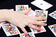 Palm On Playing Cards Royalty Free Stock Photos Palm On Playing Cards Royalty Free Stock Photos