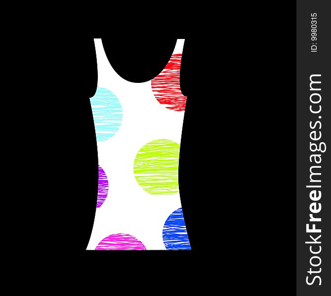 Tank top with dots in red, blue, green, purple. Tank top with dots in red, blue, green, purple